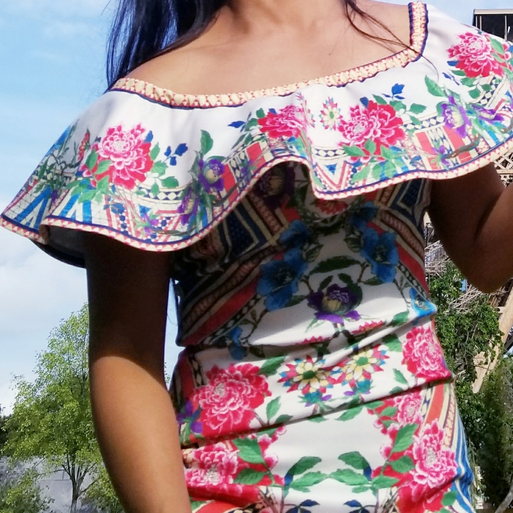 Floral cute mini dress